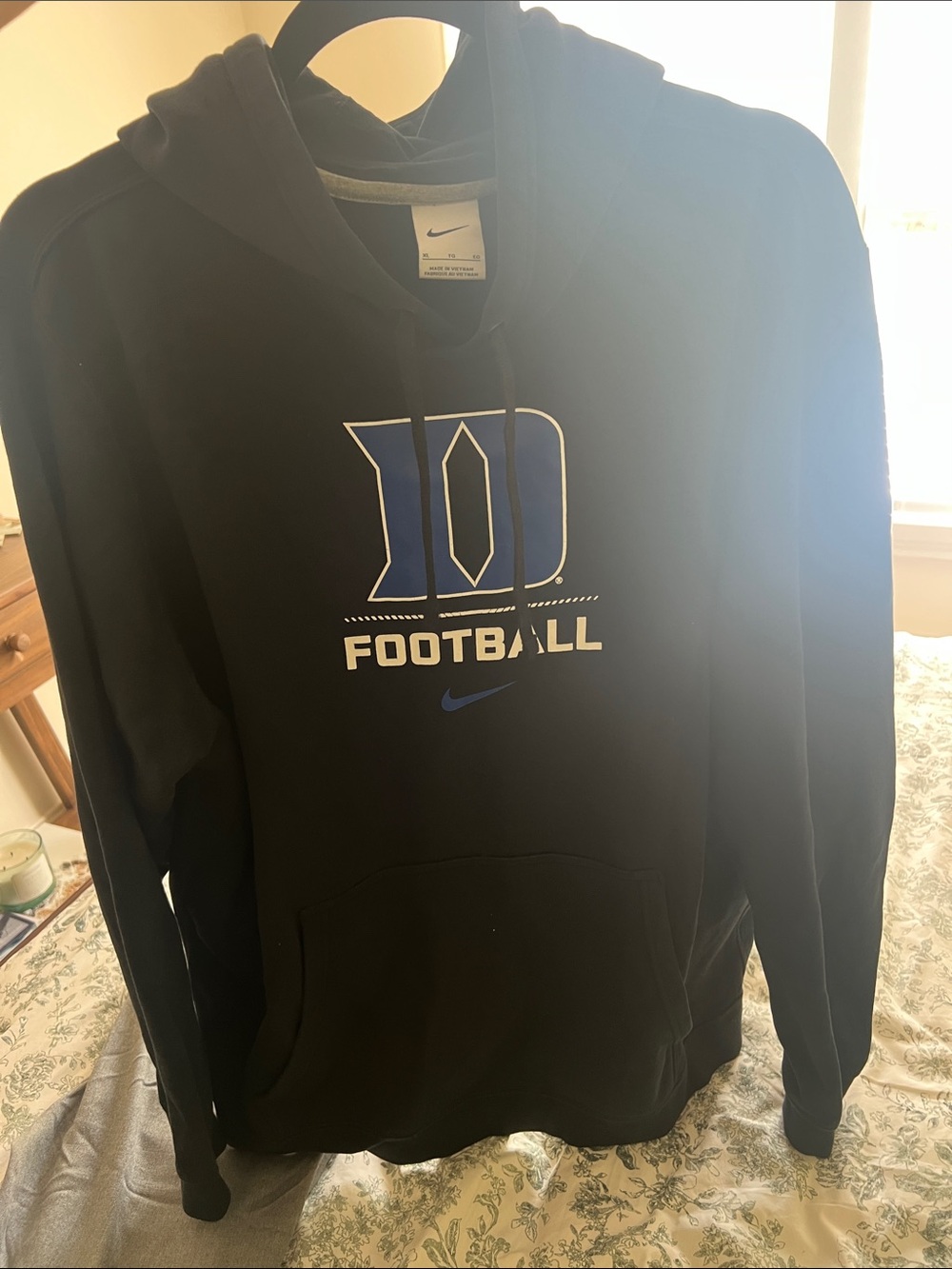 Player Issue, Duke Football Oversize Nike Black Hoodie, Size XL